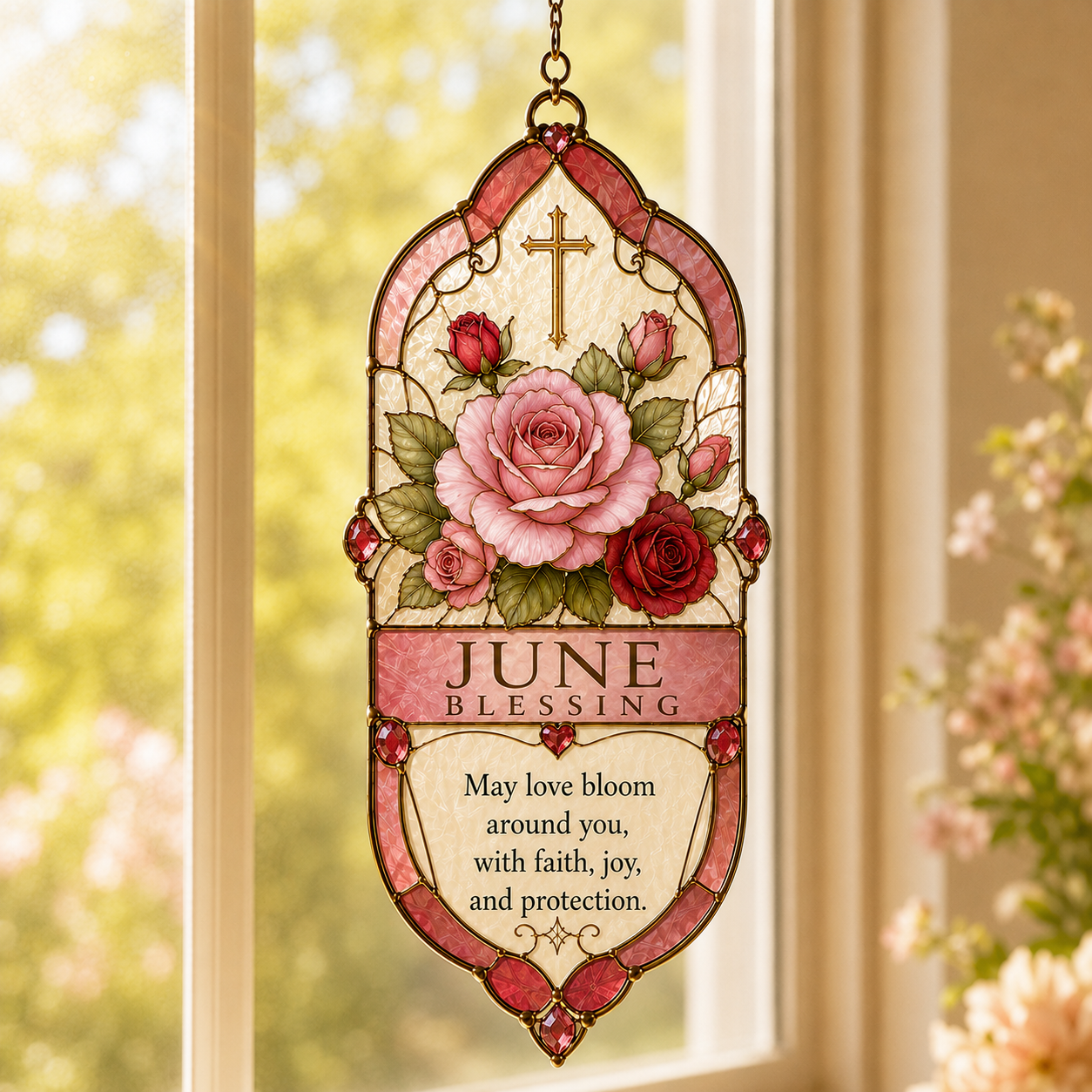 🌸 Birth Month Prayer Blessing Suncatcher | Birthday Flower & Faith Series