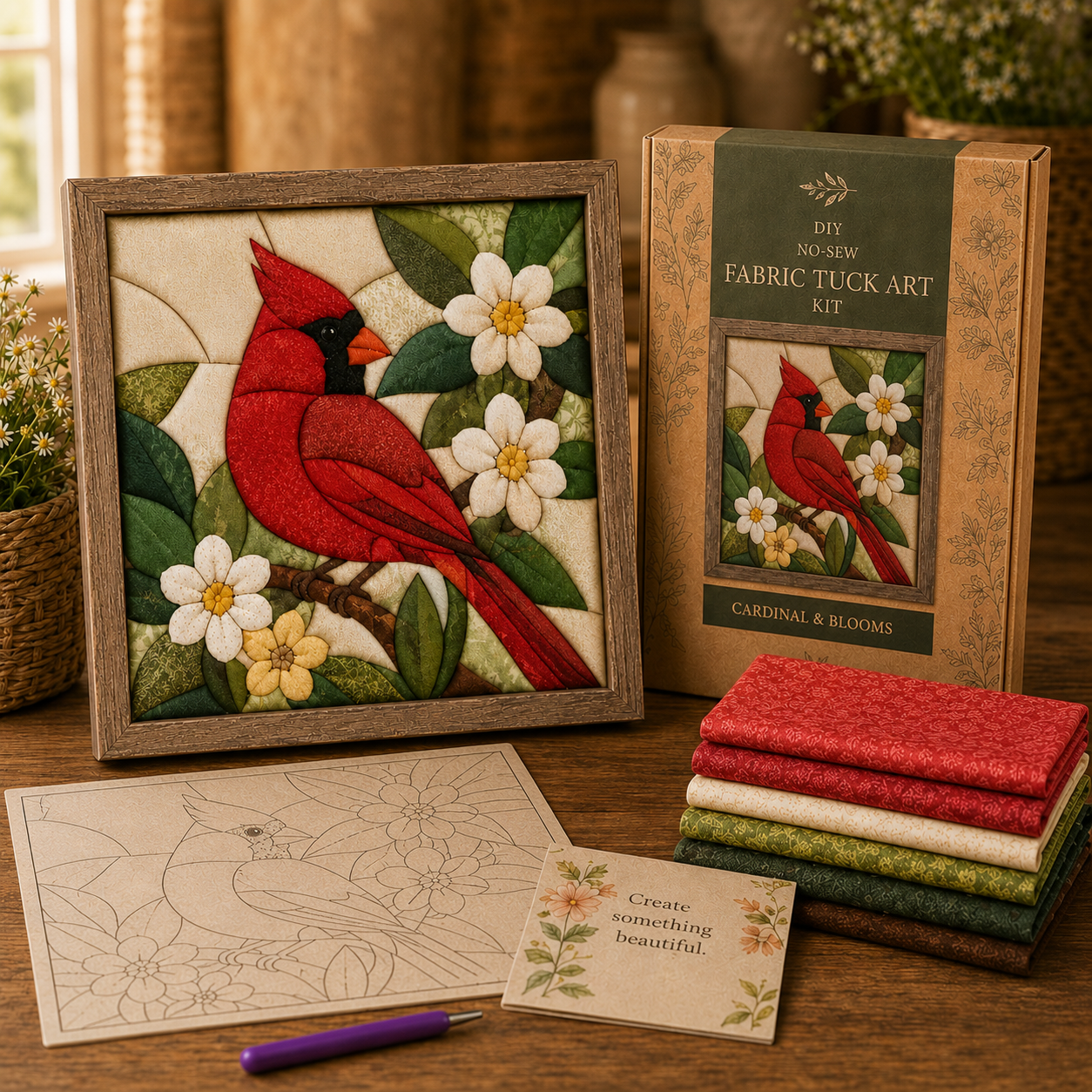 No-Sew Fabric Tuck Art Kit ✨ Create a Patchwork Masterpiece