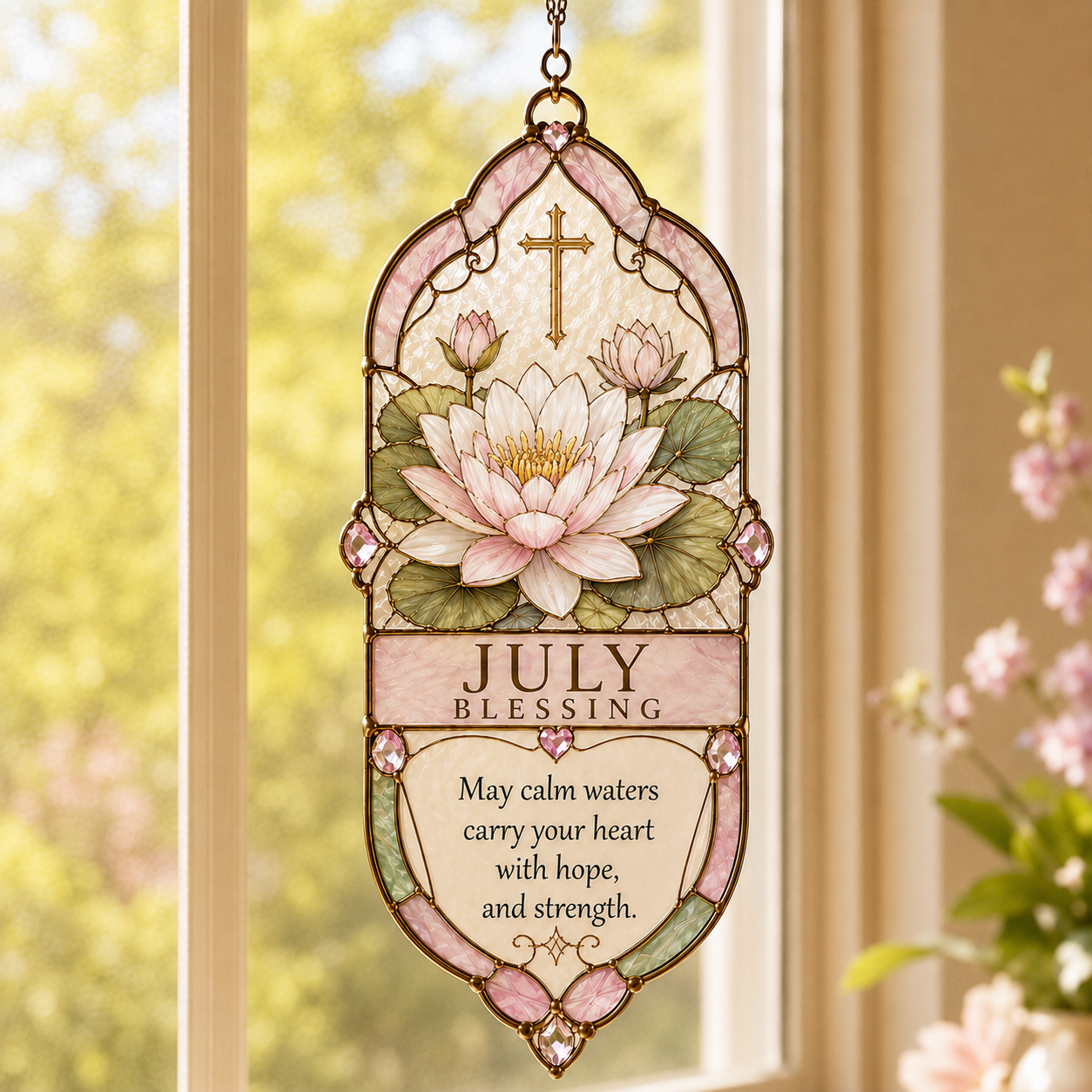 🌸 Birth Month Prayer Blessing Suncatcher | Birthday Flower & Faith Series