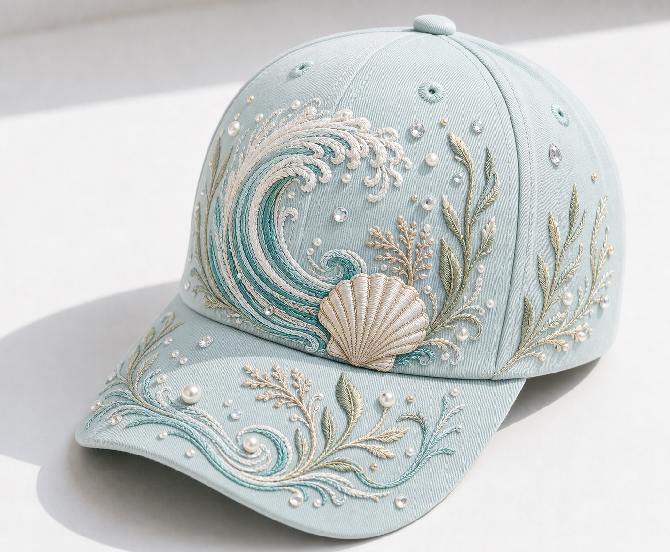 🌊 Ocean Pearl Embroidered Baseball Cap