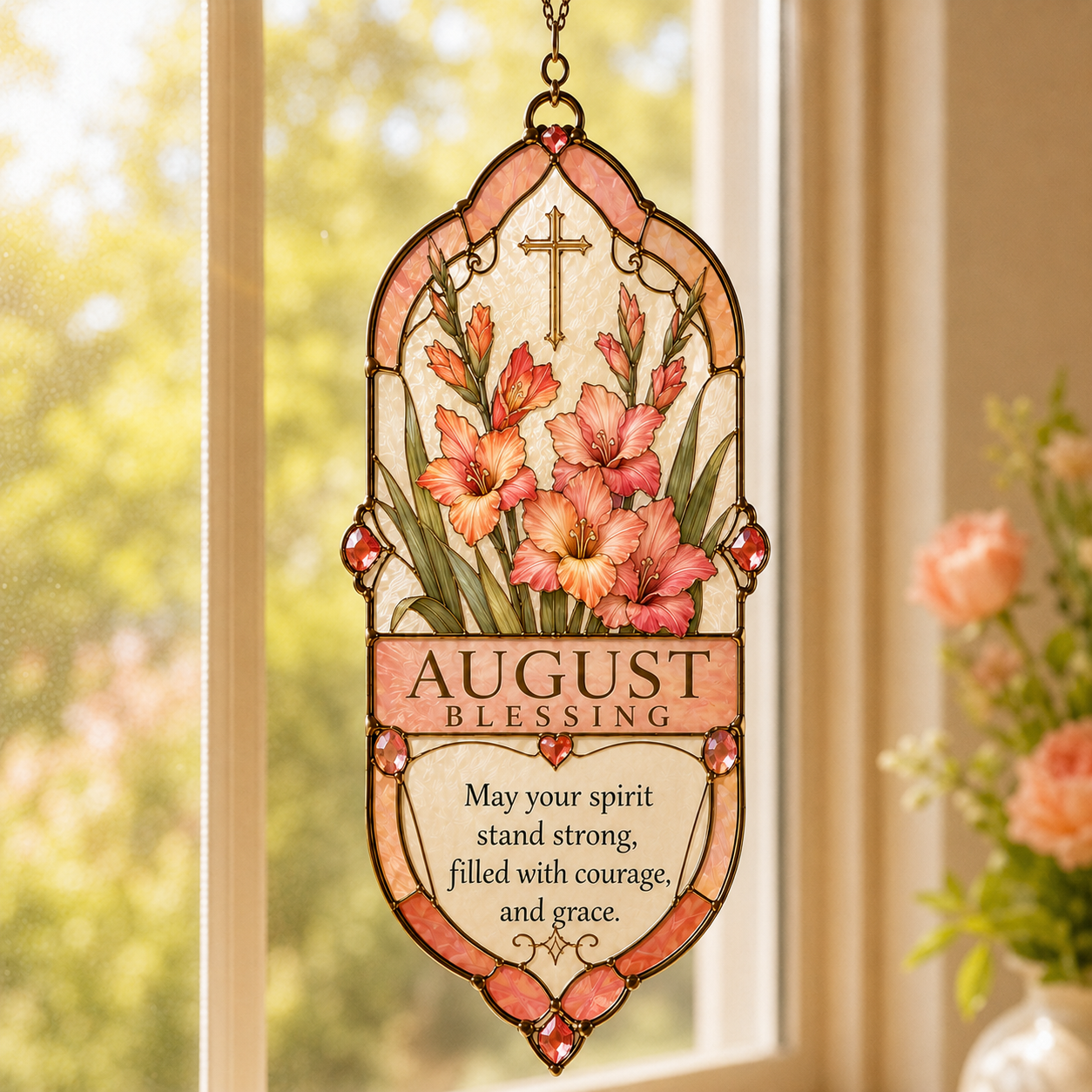 🌸 Birth Month Prayer Blessing Suncatcher | Birthday Flower & Faith Series