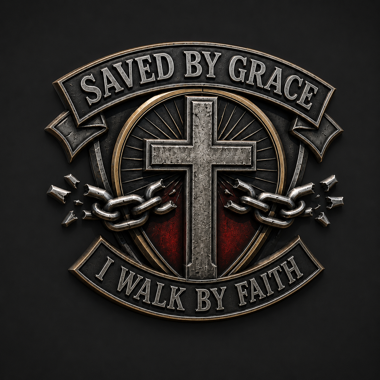 Saved by Grace 3D Faith Emblem ✝️ A Bold Statement for Every Road