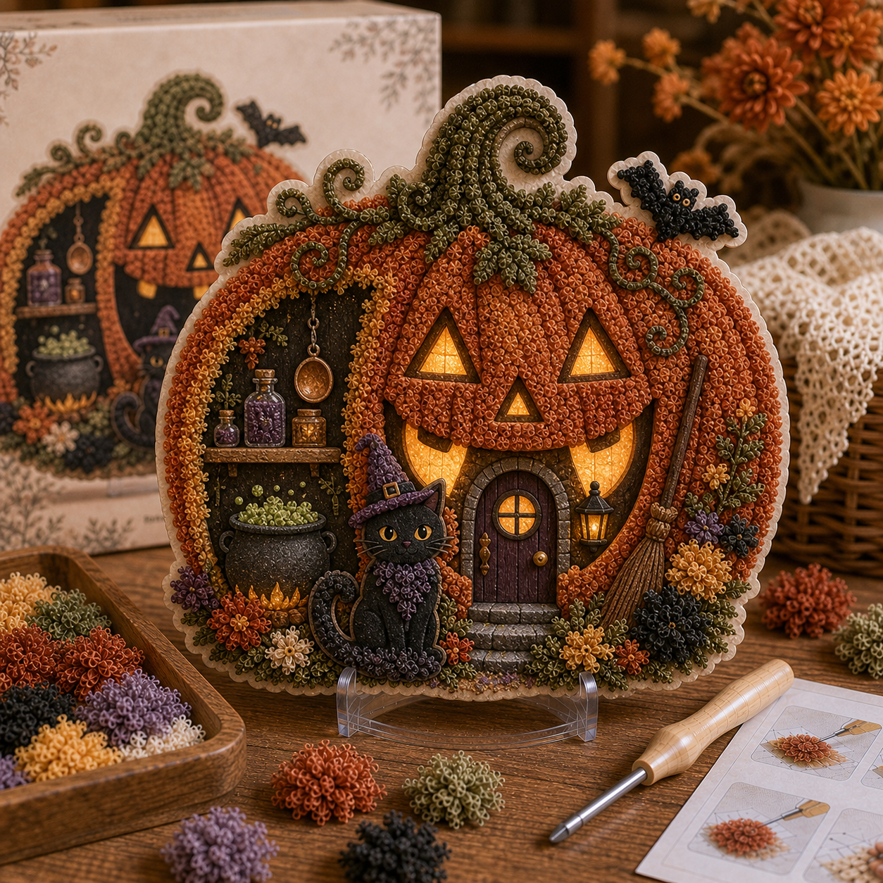 Halloween Fabric Poke Art Kit 🎃 A Cozy Craft to Make and Display