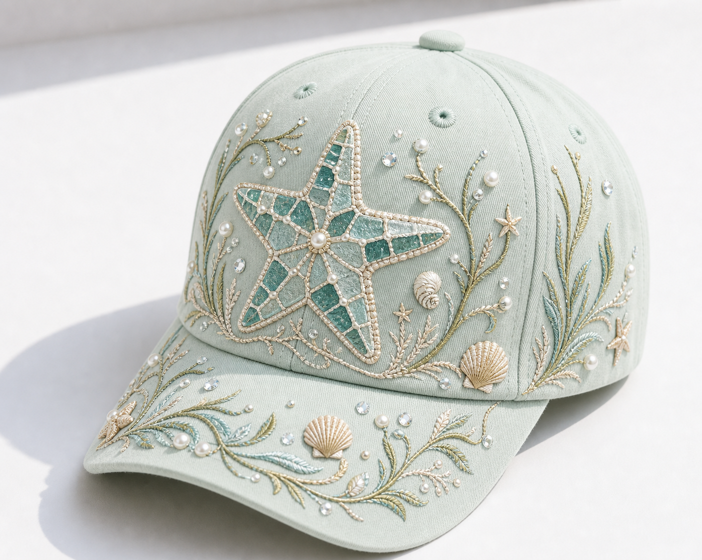 🌊 Ocean Pearl Embroidered Baseball Cap