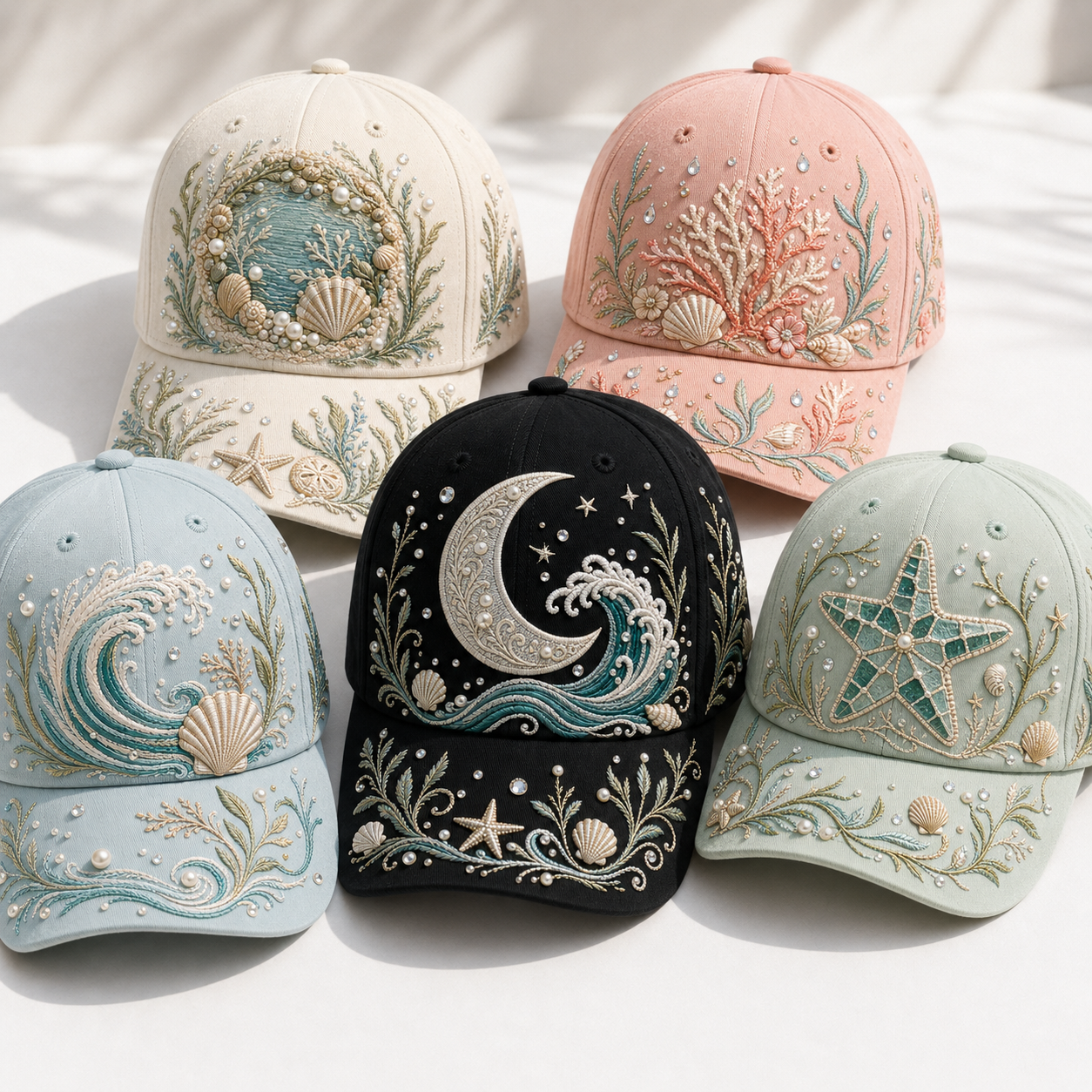 🌊 Ocean Pearl Embroidered Baseball Cap