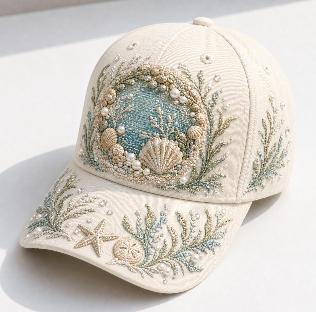 🌊 Ocean Pearl Embroidered Baseball Cap