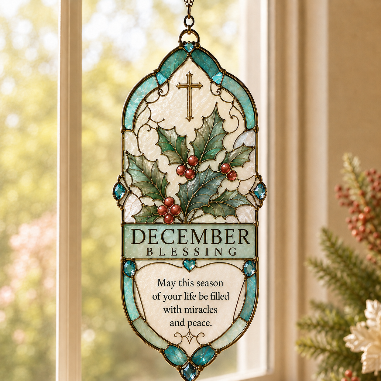 🌸 Birth Month Prayer Blessing Suncatcher | Birthday Flower & Faith Series