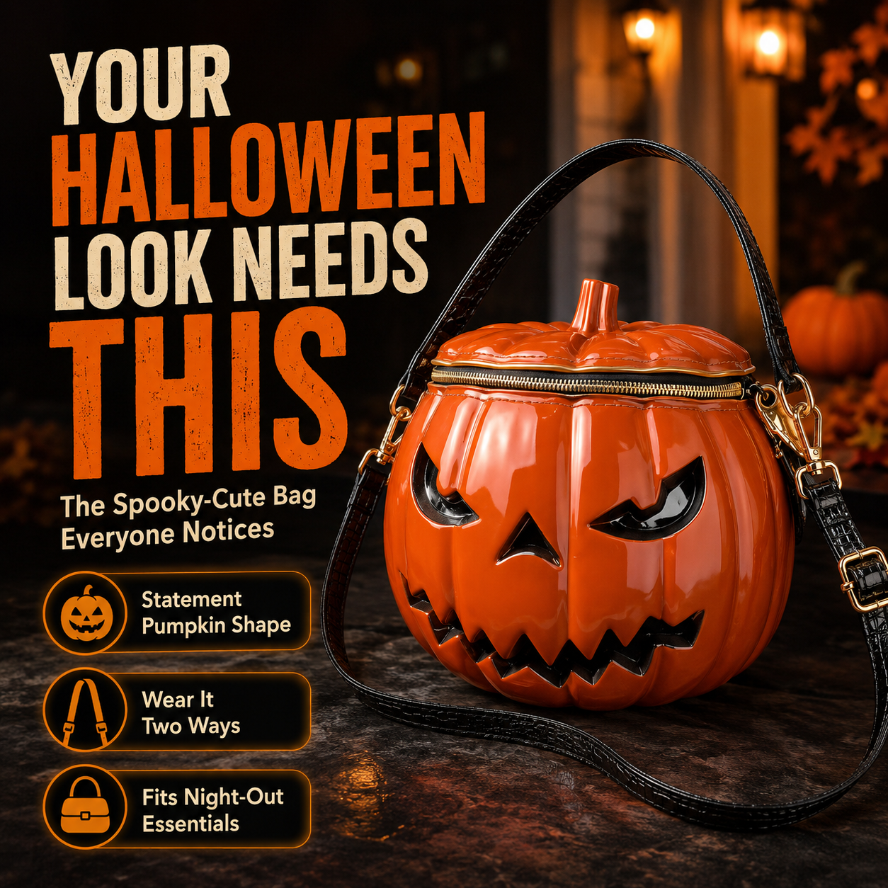 🎃 Spooky Pumpkin Halloween Statement Bag