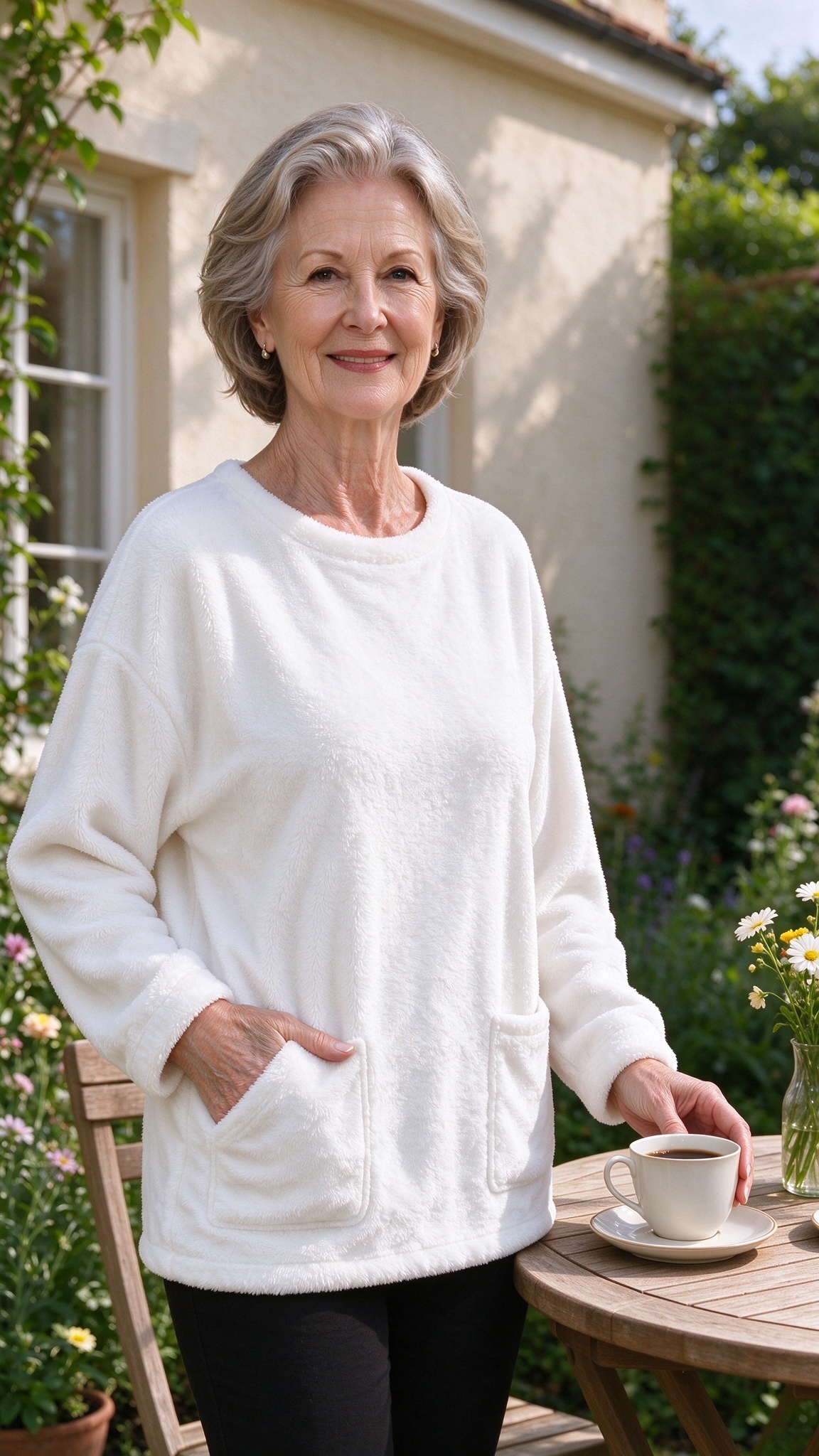 Warm Crew Neck Long Sleeve Top with Pockets – Cosy Autumn Essential