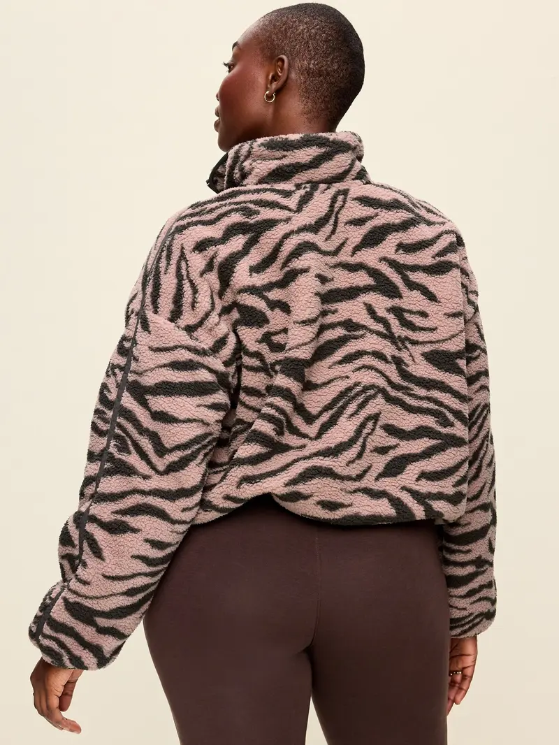 Zebra-Print Half-Zip Fleece Pullover – The One You'll Reach For Every Single Day