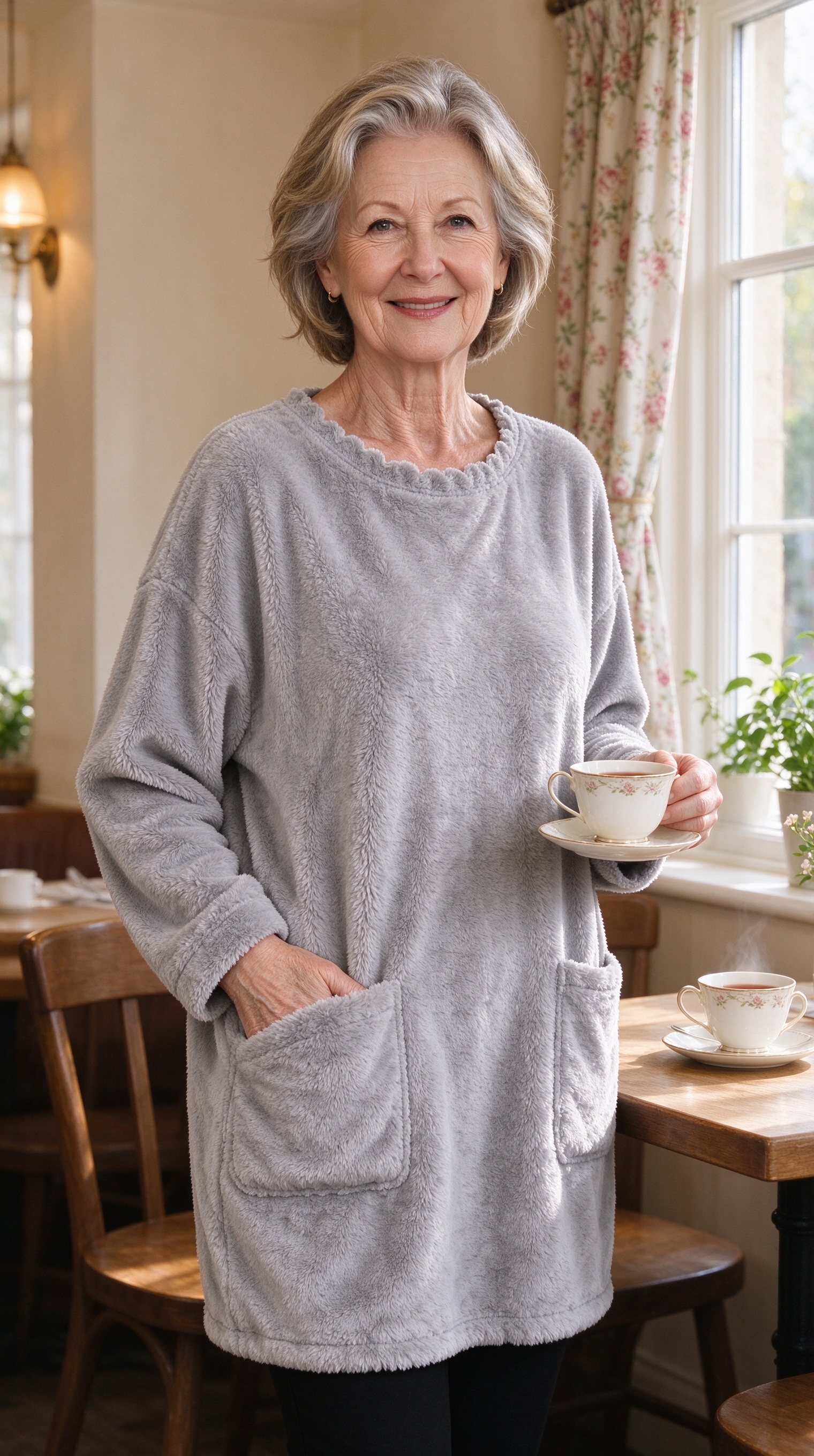 Warm Crew Neck Long Sleeve Top with Pockets – Cosy Autumn Essential