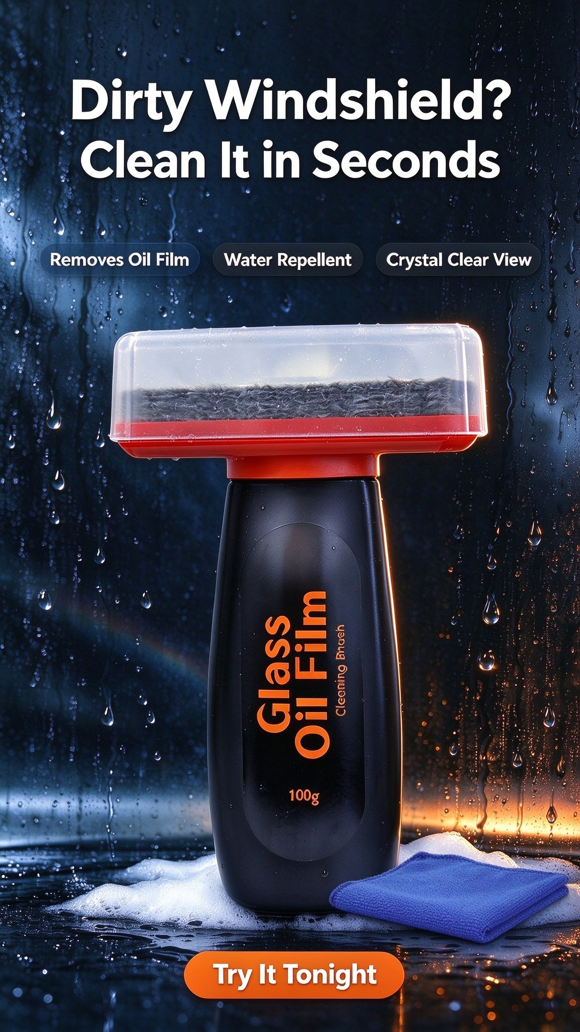 Car Glass Oil Film Remover – Clearer View, Safer Nights