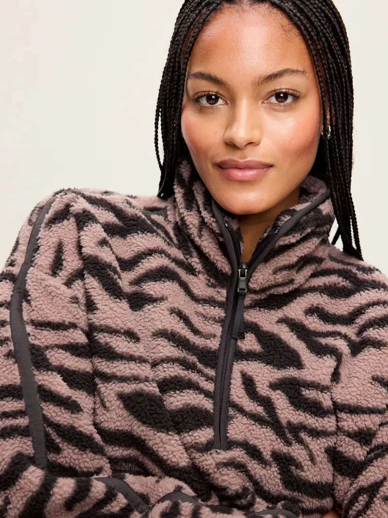 Zebra-Print Half-Zip Fleece Pullover – The One You'll Reach For Every Single Day