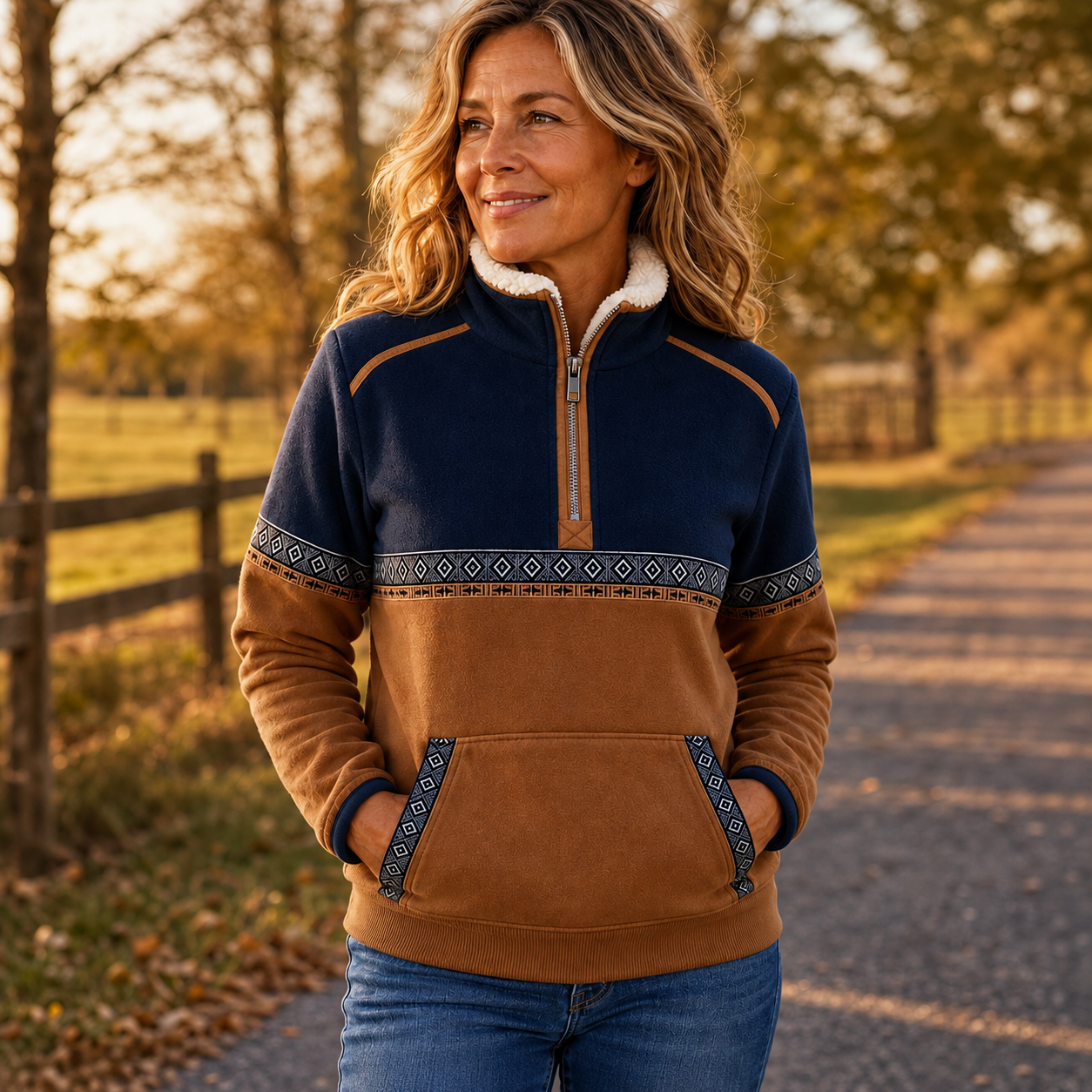 kovaleor – Sherpa Collar Colorblock Half-Zip Pullover