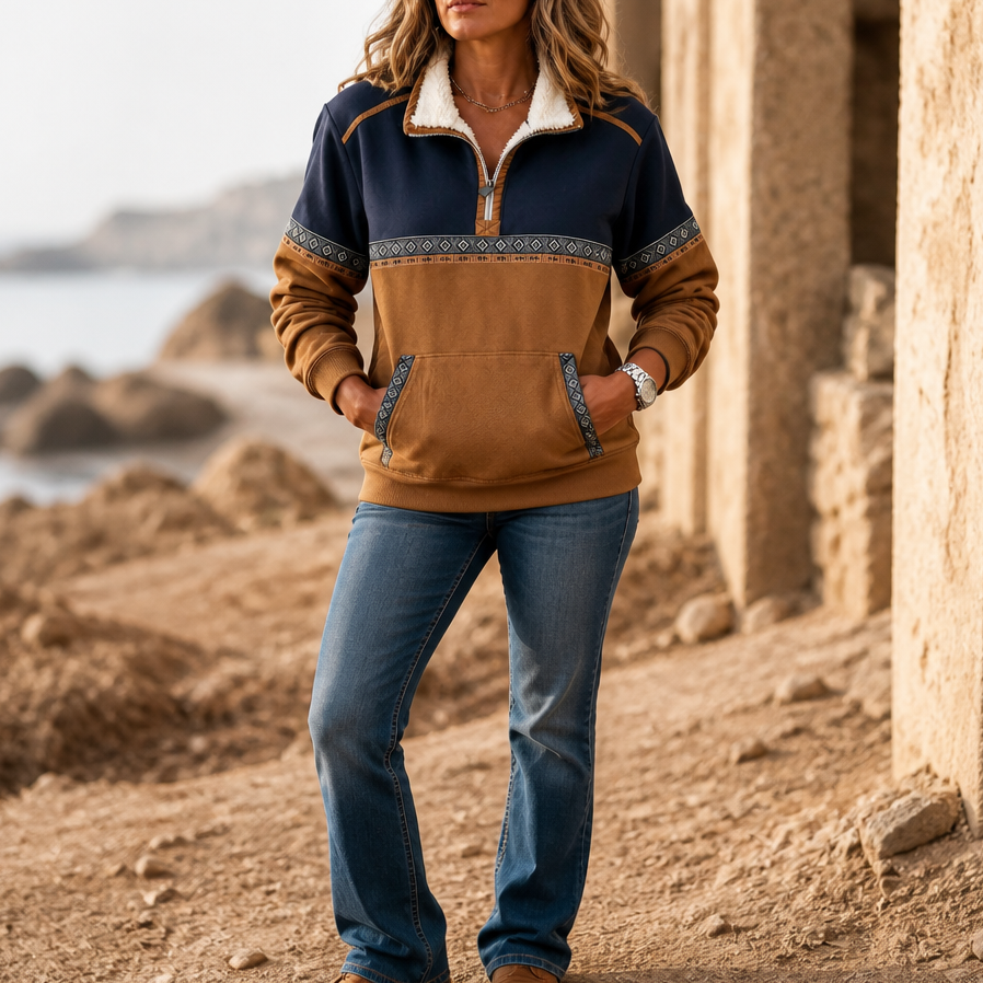 kovaleor – Sherpa Collar Colorblock Half-Zip Pullover