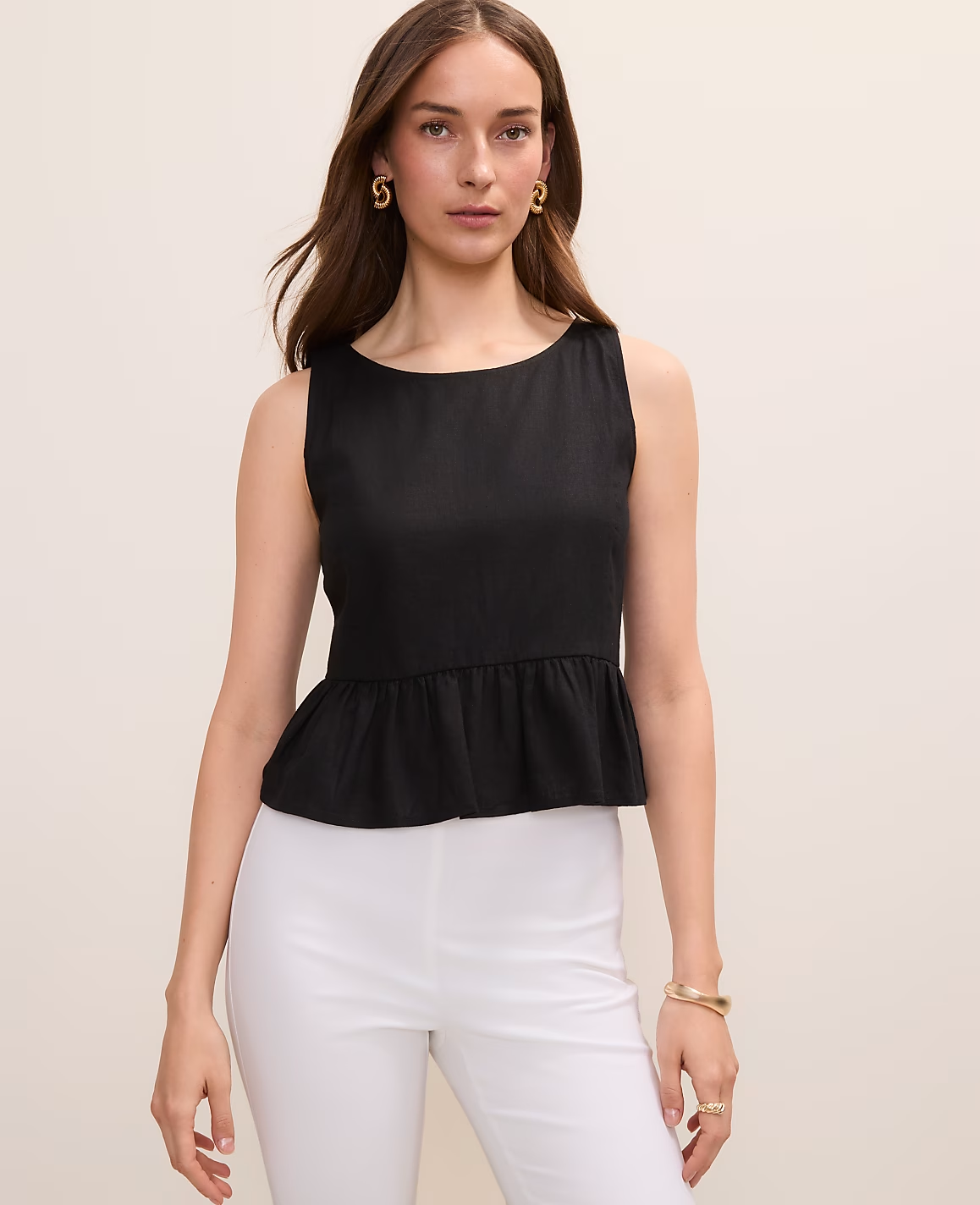 Peplum Top in Linen Blend
