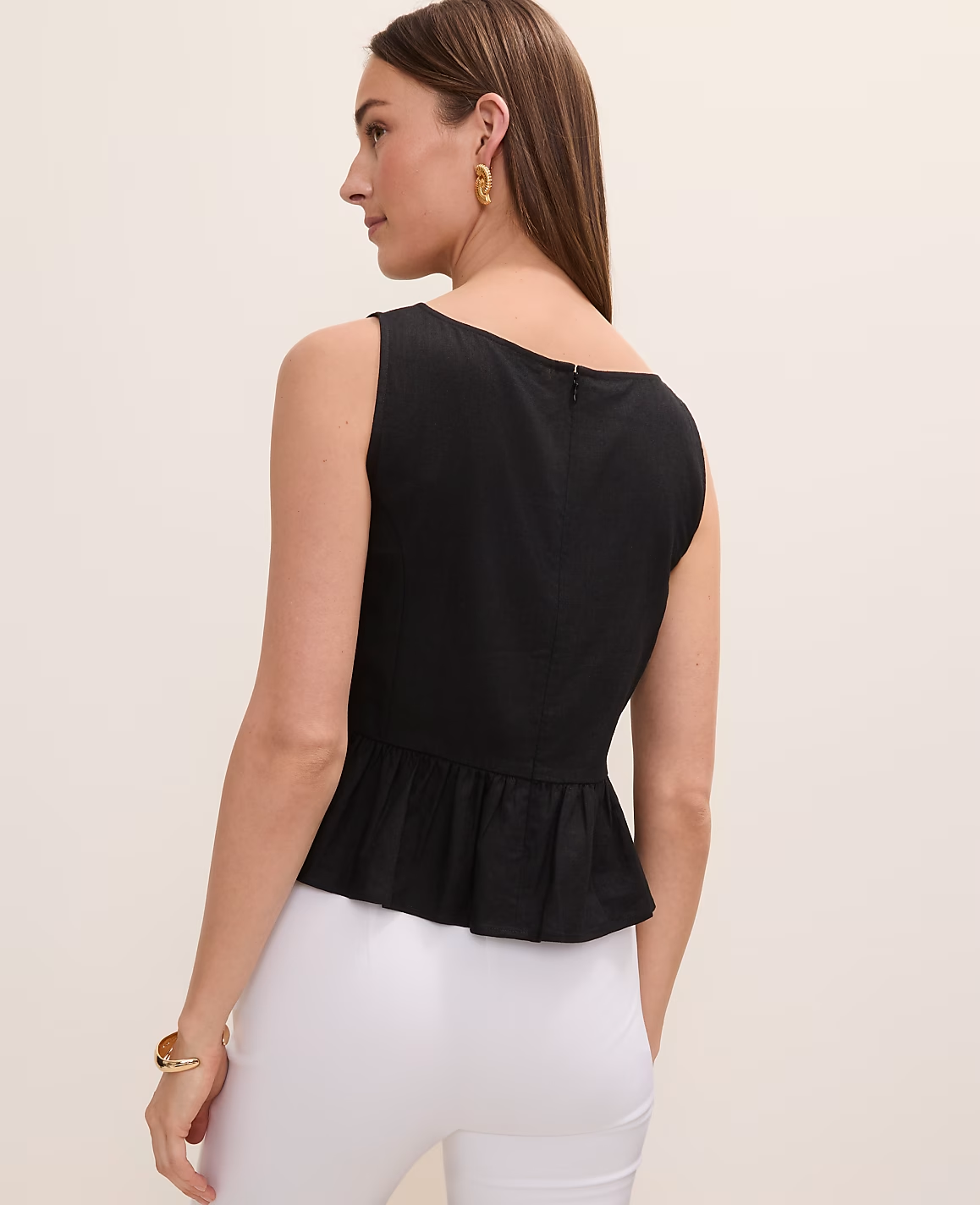 Peplum Top in Linen Blend