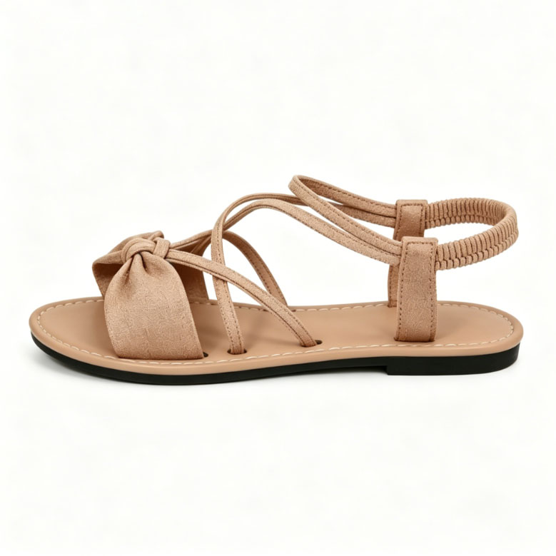 Knot-Front Elastic Ankle Sandals – Easy Slip-On with Arch Support