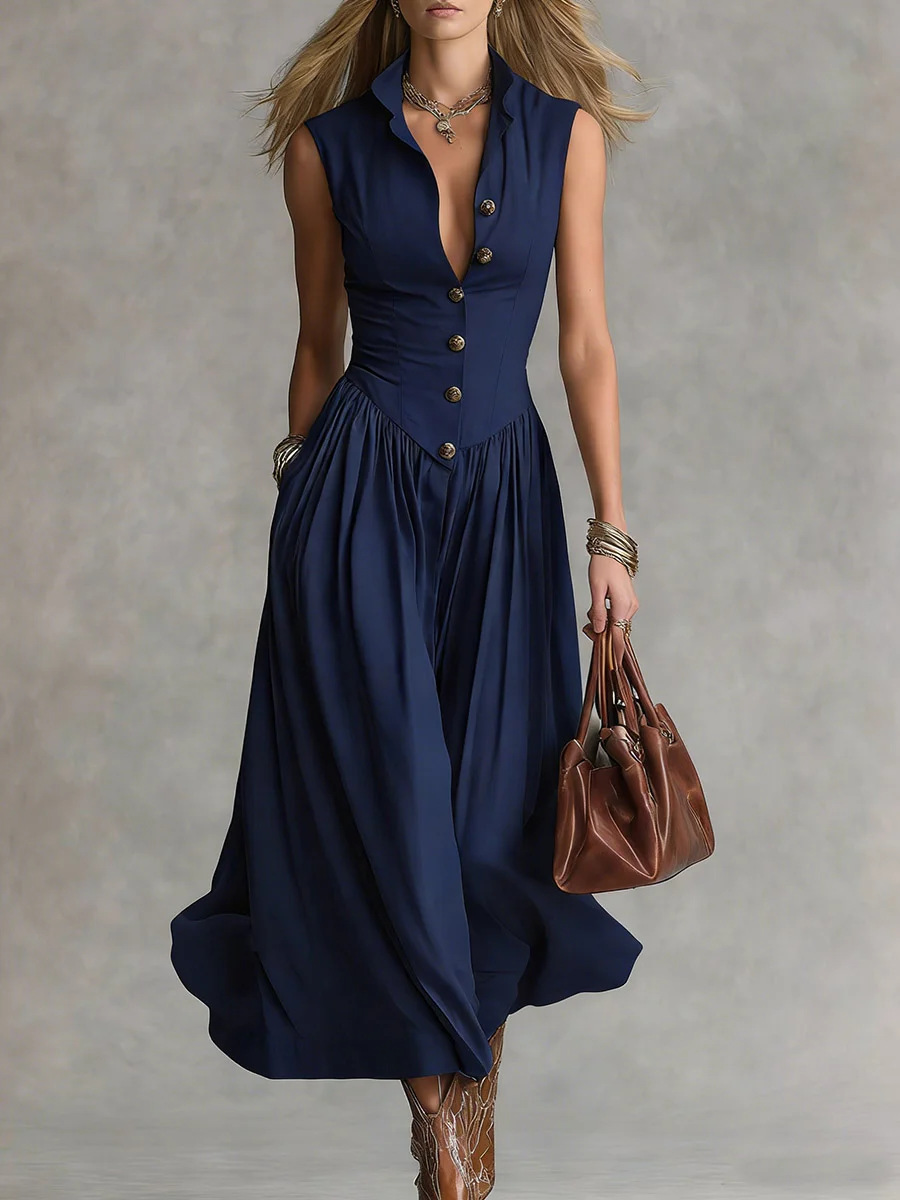 Women's Sleeveless Maxi Dress in Sky Blue – Editorial Fashion Shot
