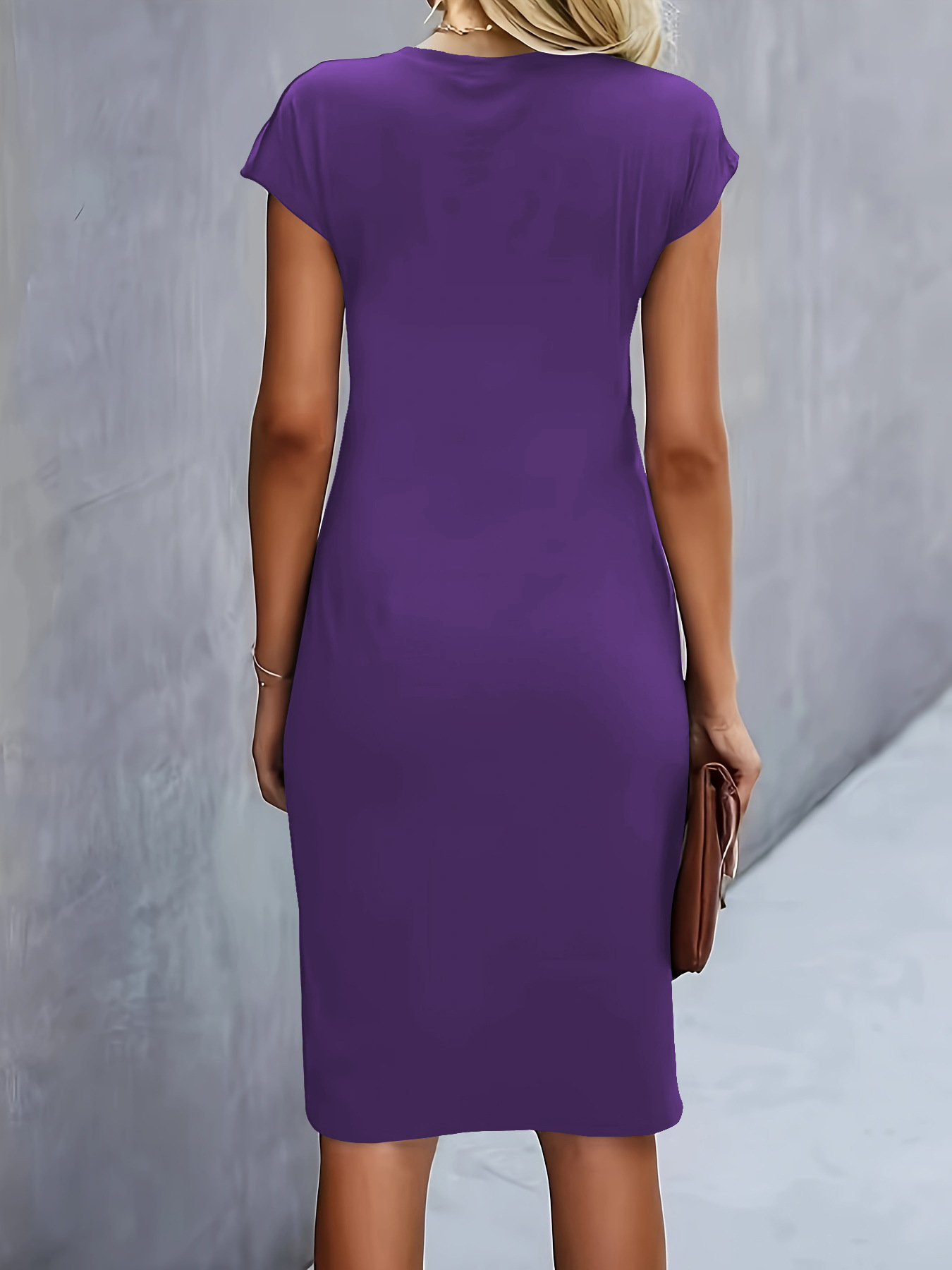 Red front knot bodycon midi dress – round neck sleeveless tie dress women's fashion