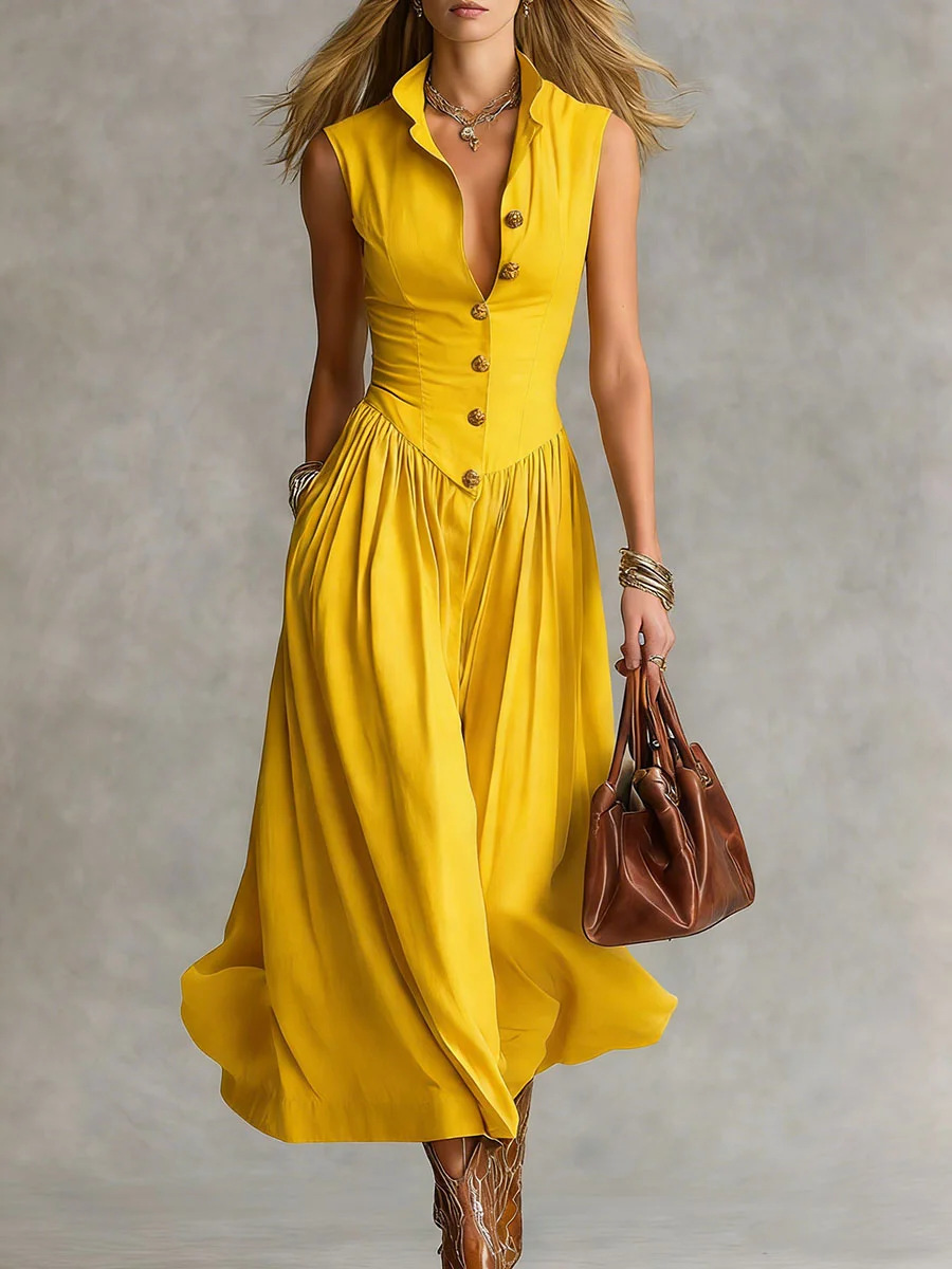 Women's Slim Fit Lapel Collar Dress – Final Campaign Editorial Shot