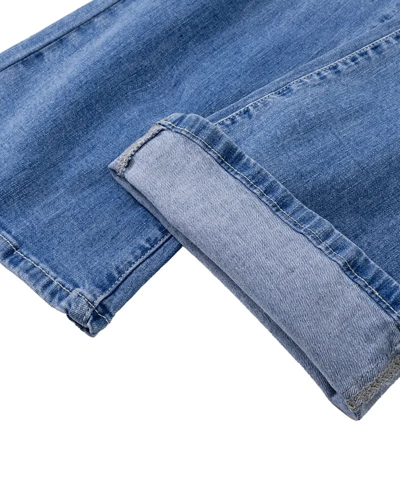 High-waisted flared jeans with a button fly