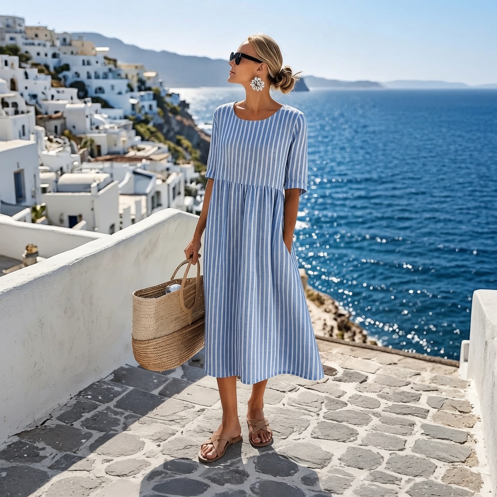 Women Casual Loose Midi Dress