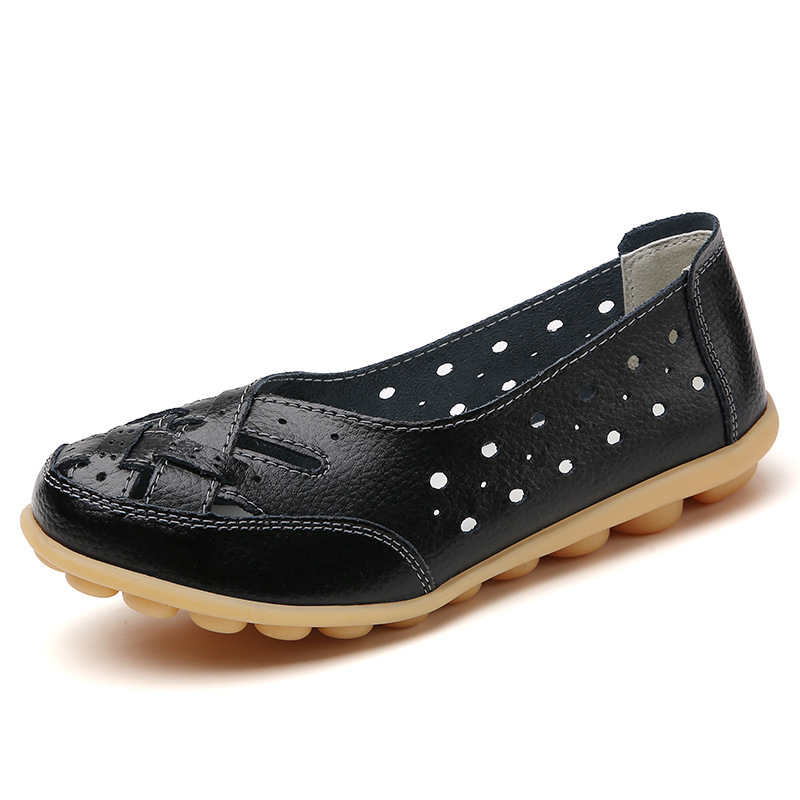 Black casual textured slip-on flats