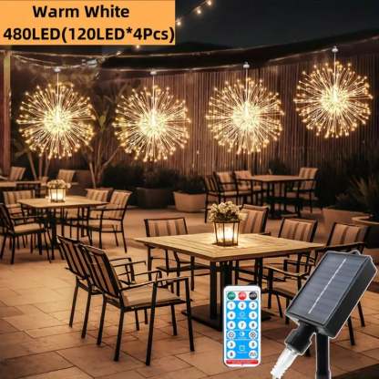 🎆 4-Pack Solar Fireworks Lights — 480 LEDs