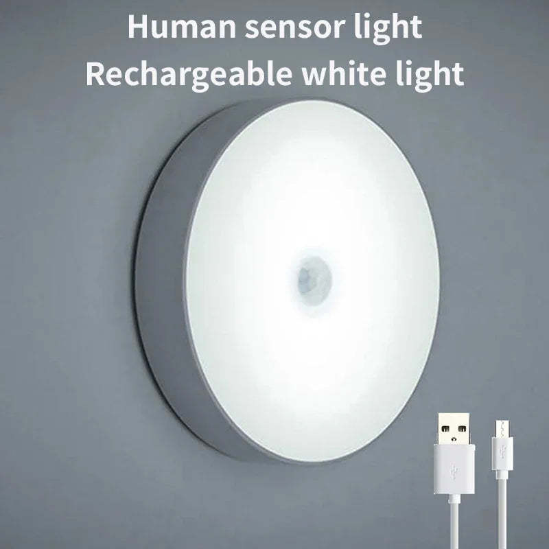 Smart Human Sensor LED Night Light, Wireless Magnetic Mount, USB Rechargeable, for Home, Office, and Hallway