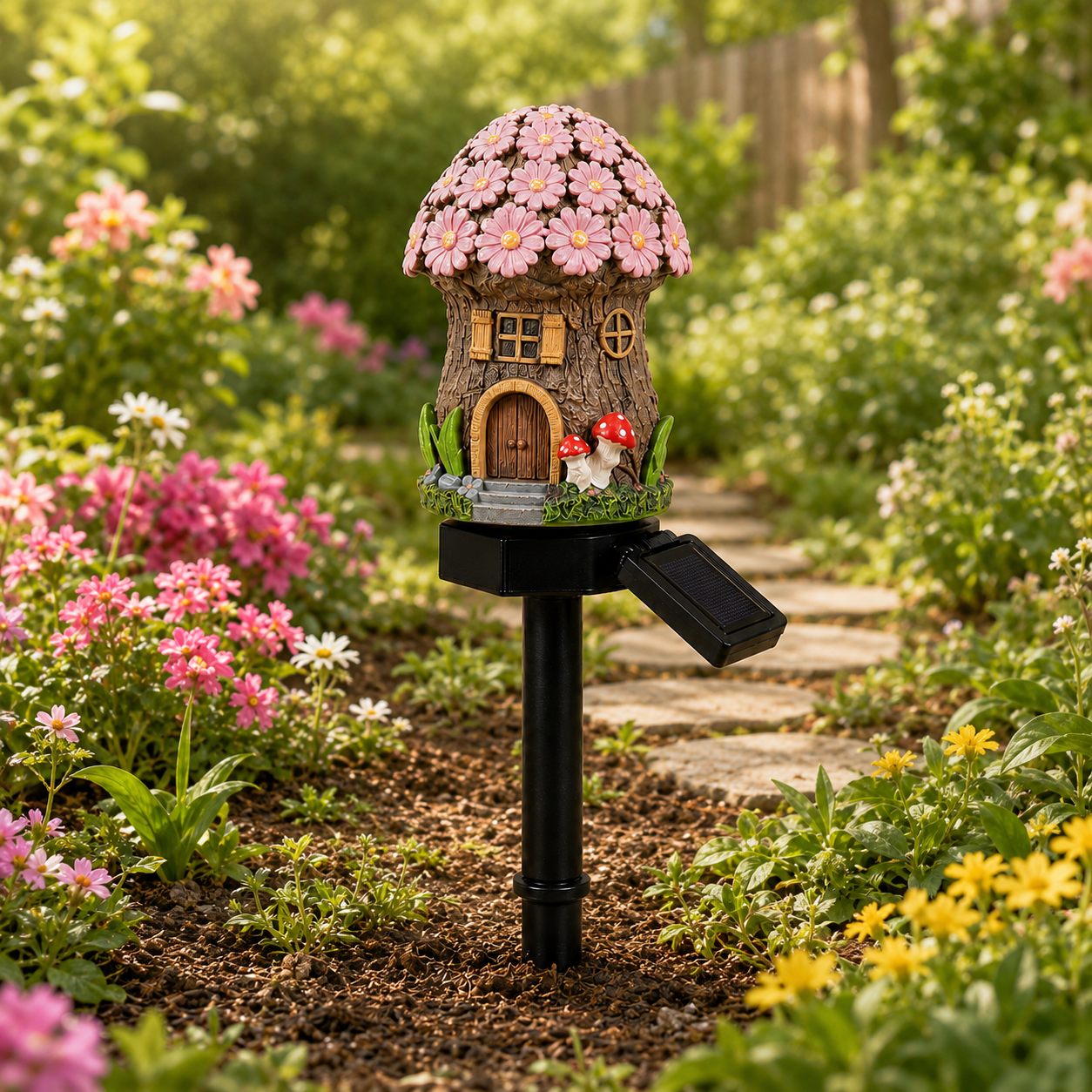 Solar Fairy-Tale Mushroom Cottage Garden Light