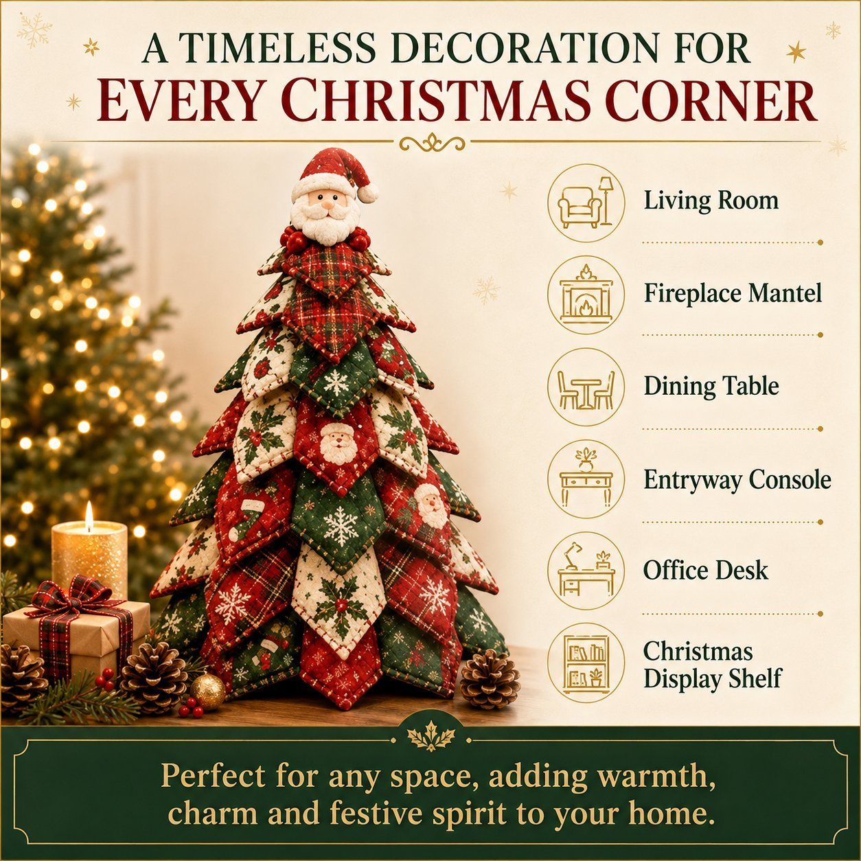 🔥Christmas Hot Sale 54% Off🎄 DIY Quilted Christmas Tree Kit | Layered 3D Tabletop Craft with Pre-Cut Festive Fabrics, Foam Base & Easy Instructions 🧵✨