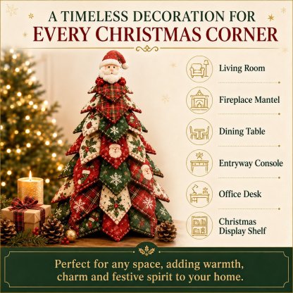 🔥Christmas Hot Sale 54% Off🎄 DIY Quilted Christmas Tree Kit | Layered 3D Tabletop Craft with Pre-Cut Festive Fabrics, Foam Base & Easy Instructions 🧵✨