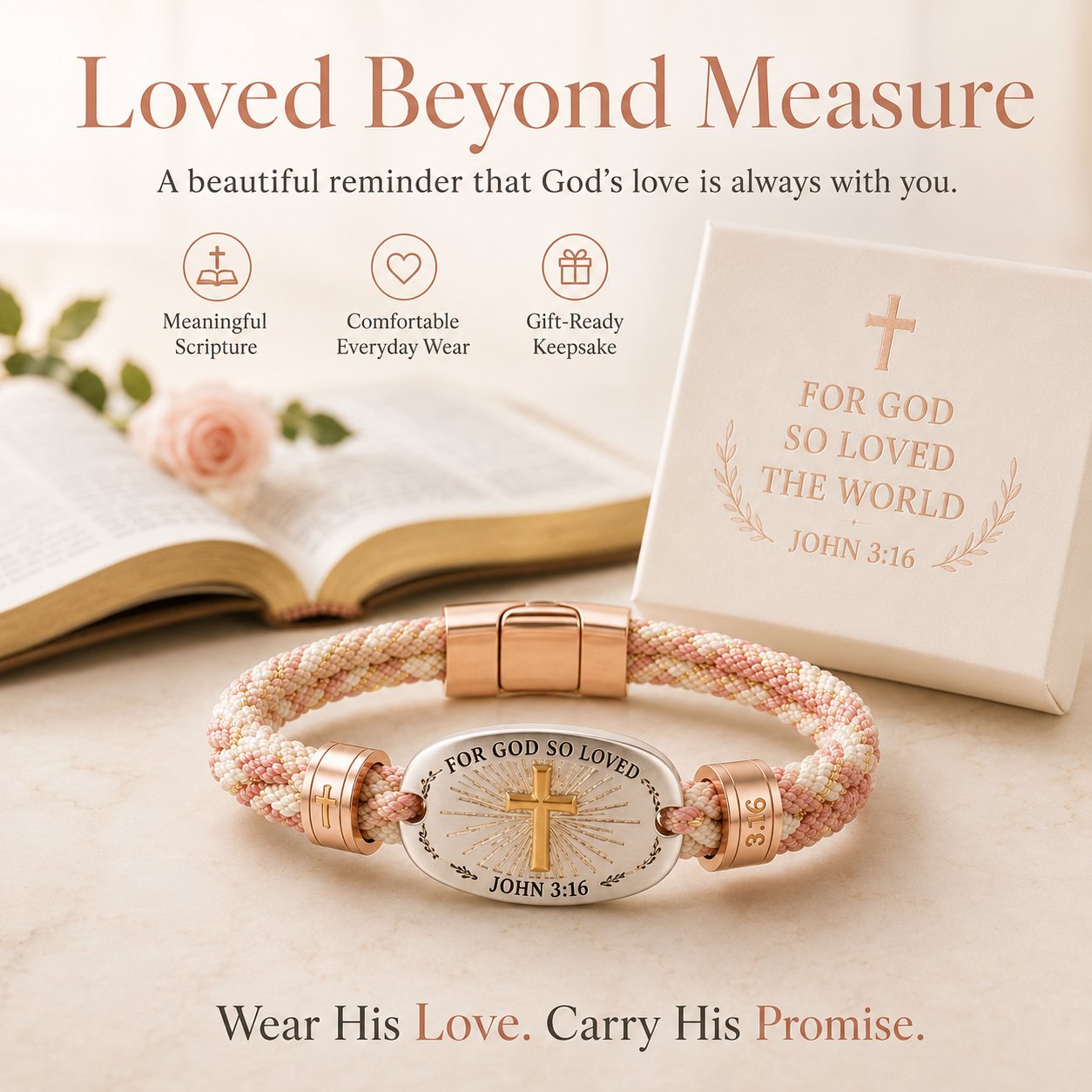 🔥 LAST DAY 54% OFF – ✝️ Christian Scripture Faith Bracelet Collection | 6 Meaningful Bible Verse Designs with Raised Gold Cross, Magnetic Clasp & Matching Gift Box 💗✨