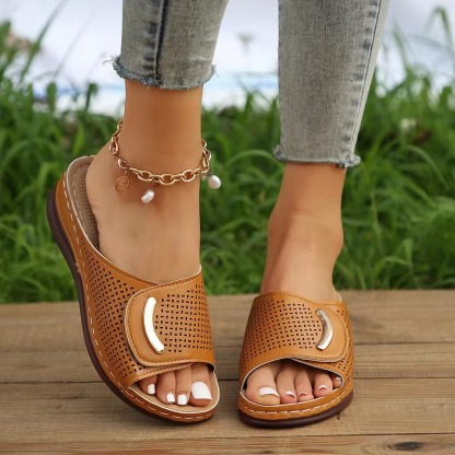 🔥Mother‘s Day 55% OFF — Peep Toe Hollow Out Orthopedic Slippers