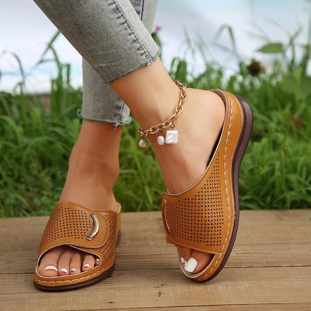 🔥Mother‘s Day 55% OFF — Peep Toe Hollow Out Orthopedic Slippers