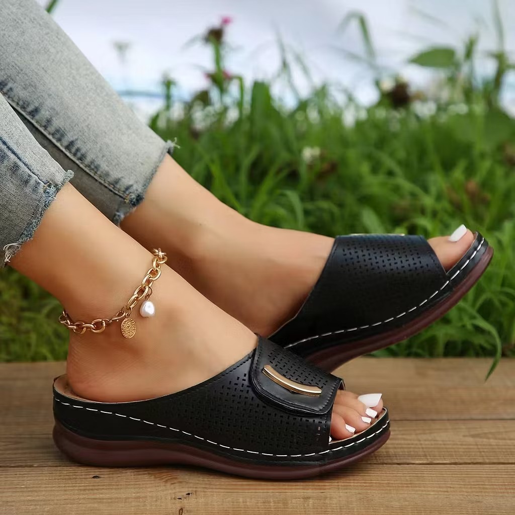 🔥Mother‘s Day 55% OFF — Peep Toe Hollow Out Orthopedic Slippers