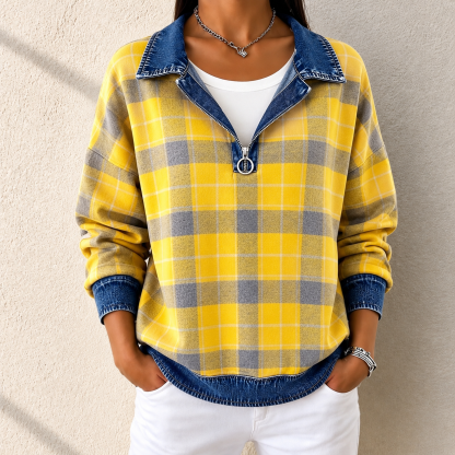 Final Sale🔥Women’s Plaid Denim Hoodie
