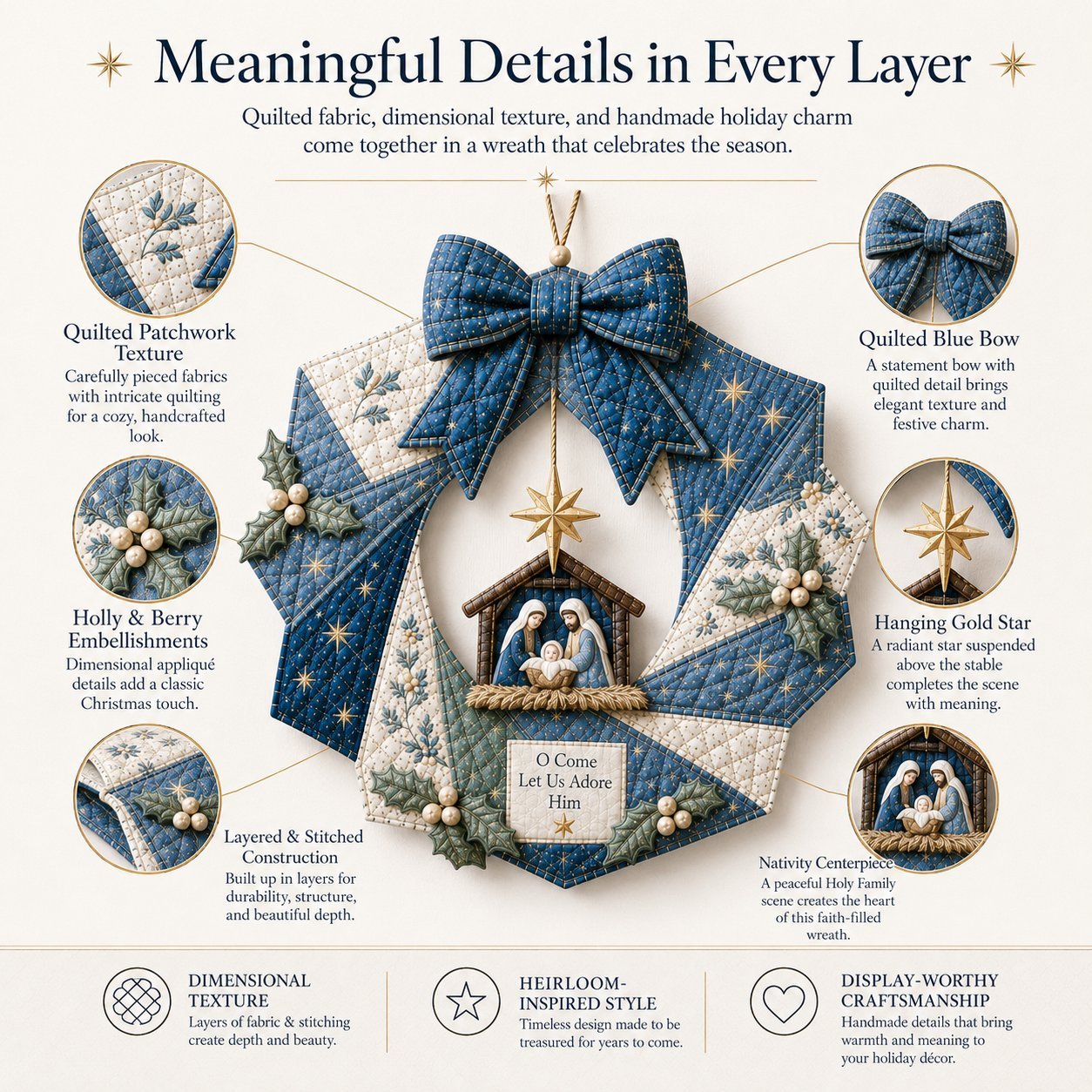 🔥LAST DAY 50% OFF - 🎄Christmas Fabric Wreath DIY Kit – A Keepsake You’ll Hang with Pride Year After Year💫