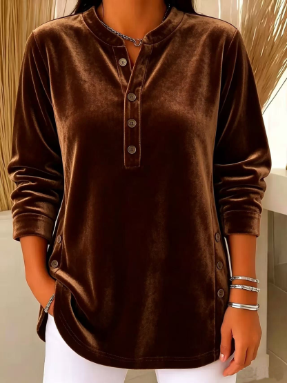 CLEARANCE SALE 🔥 Women's Casual Velvet Button Knit Top