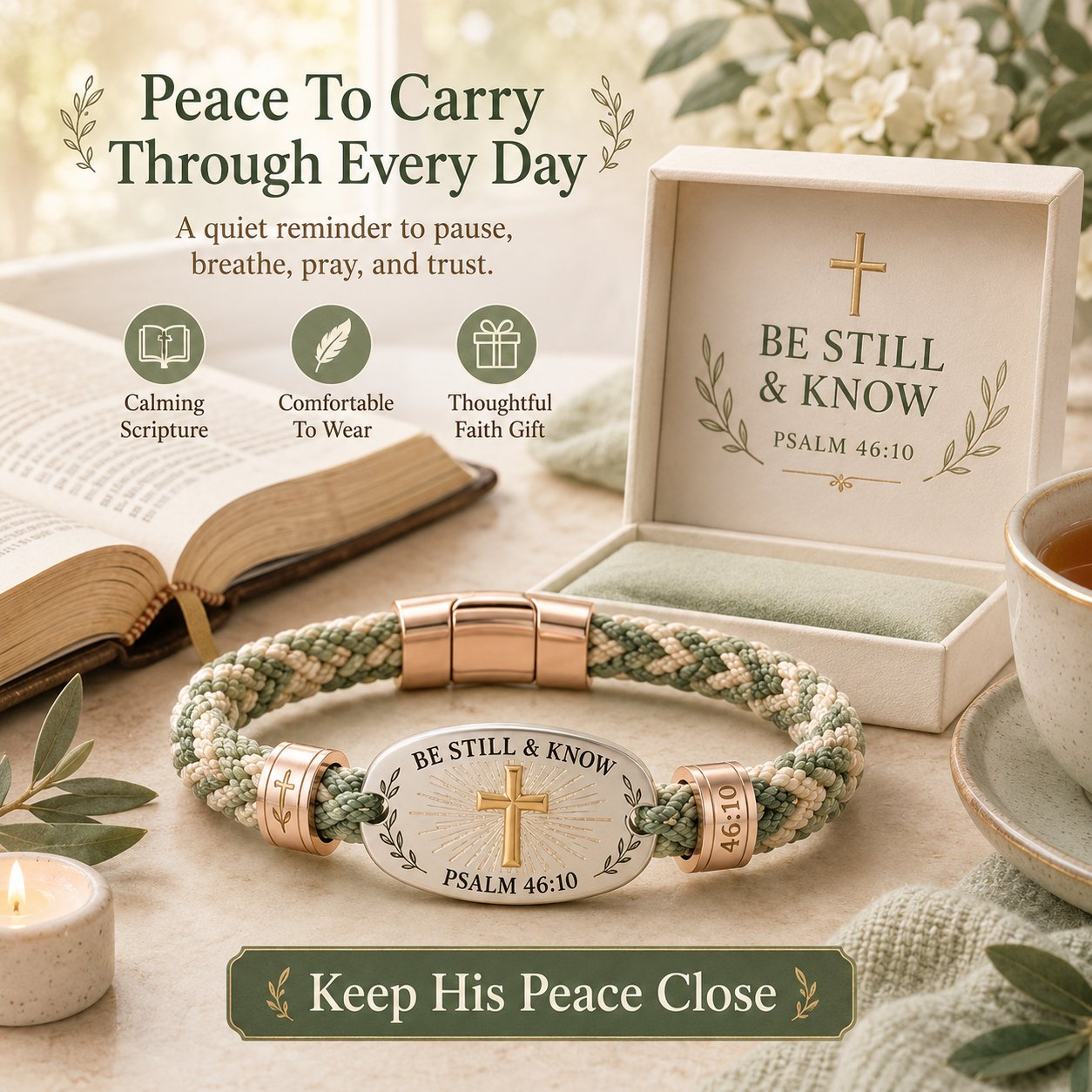 🔥 LAST DAY 54% OFF – ✝️ Christian Scripture Faith Bracelet Collection | 6 Meaningful Bible Verse Designs with Raised Gold Cross, Magnetic Clasp & Matching Gift Box 💗✨
