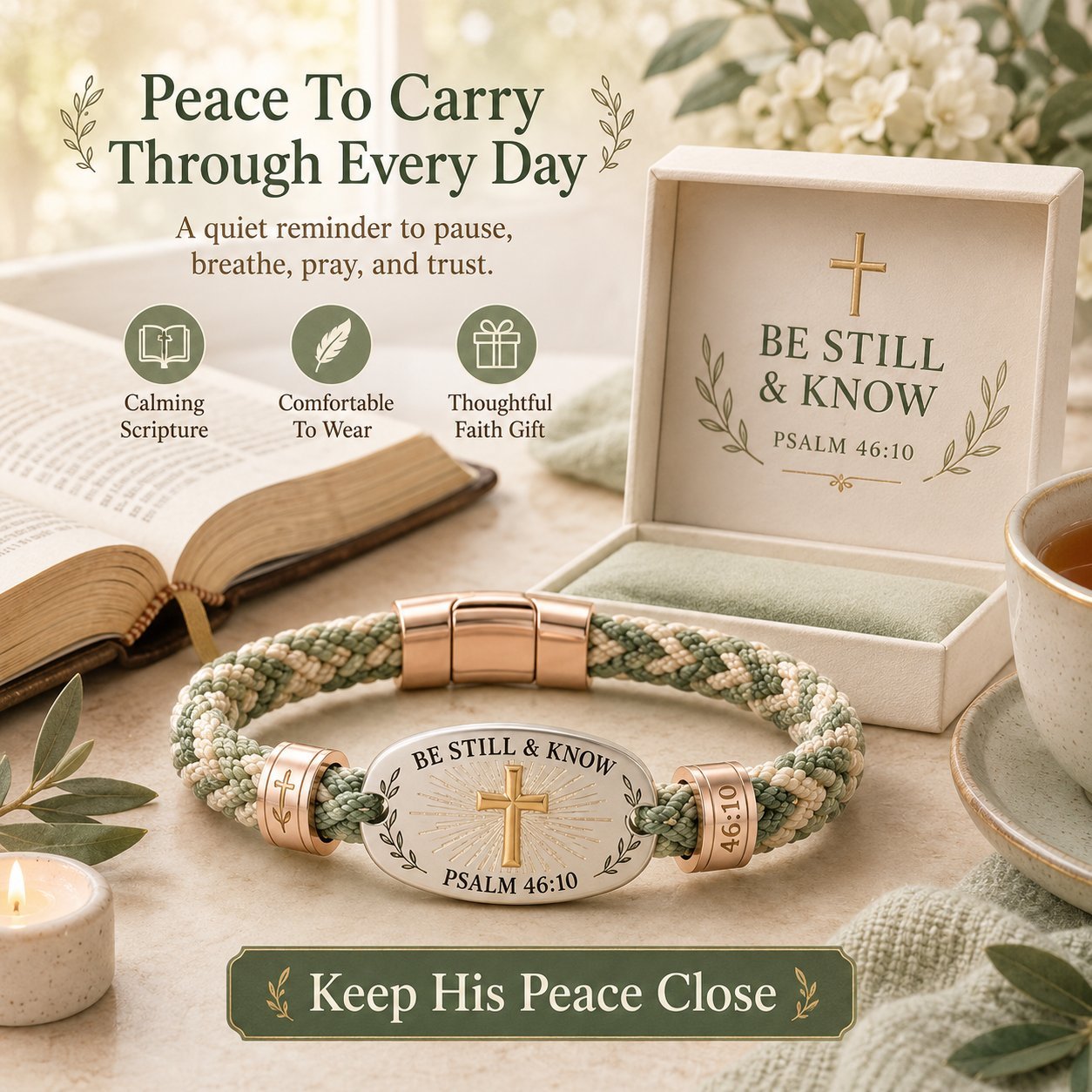 🔥 LAST DAY 54% OFF – ✝️ Christian Scripture Faith Bracelet Collection | 6 Meaningful Bible Verse Designs with Raised Gold Cross, Magnetic Clasp & Matching Gift Box 💗✨
