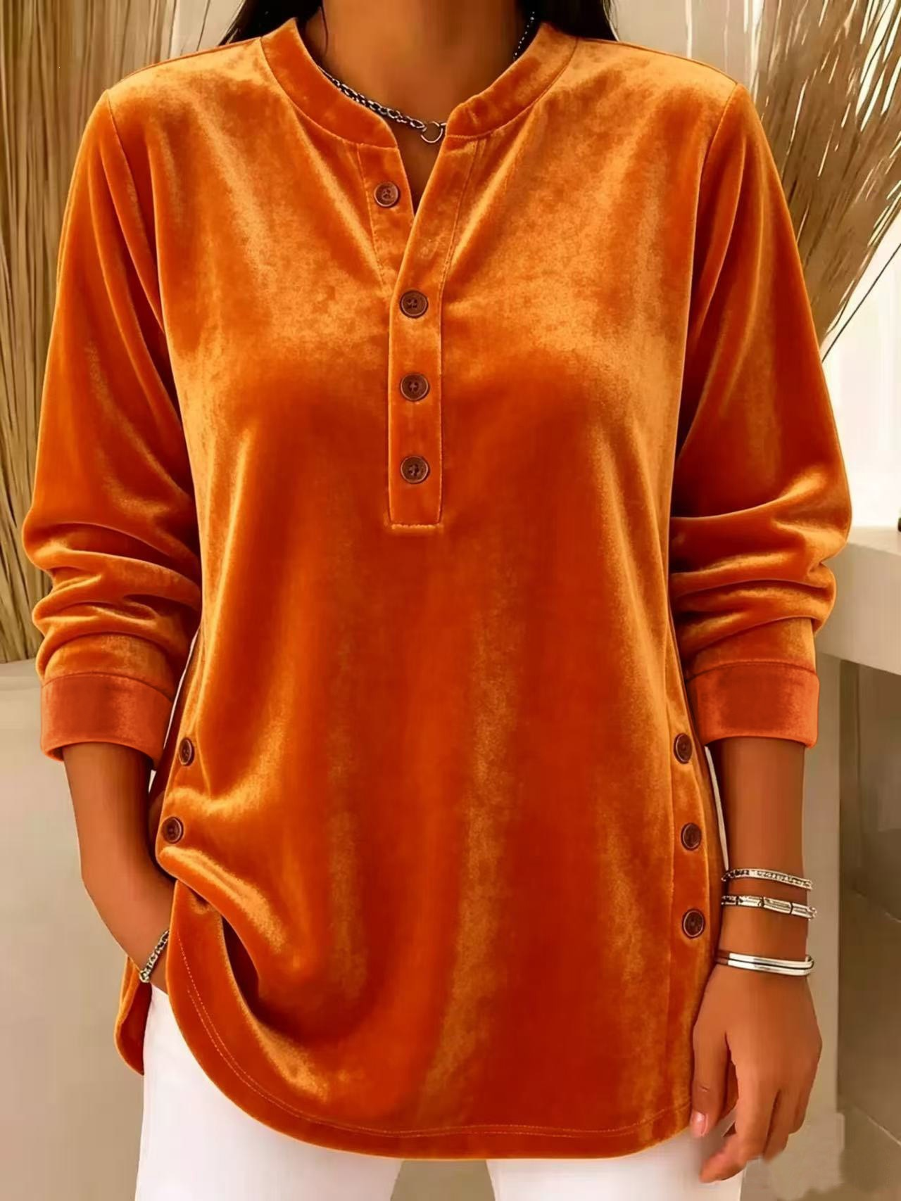 CLEARANCE SALE 🔥 Women's Casual Velvet Button Knit Top