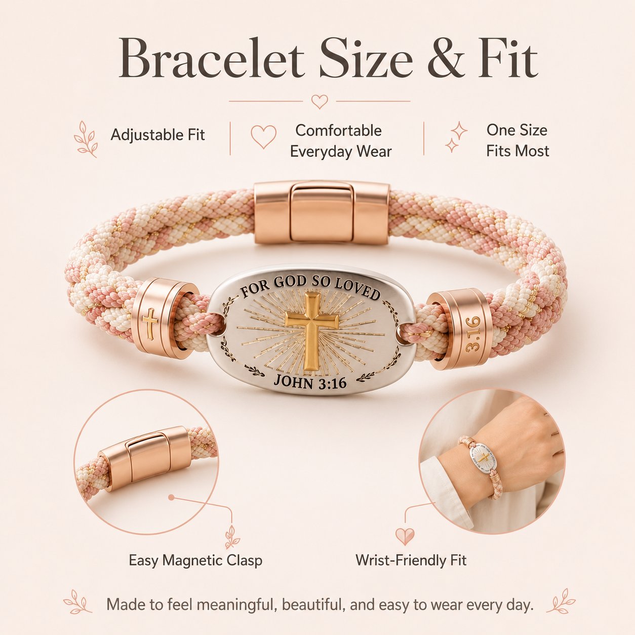 🔥 LAST DAY 54% OFF – ✝️ Christian Scripture Faith Bracelet Collection | 6 Meaningful Bible Verse Designs with Raised Gold Cross, Magnetic Clasp & Matching Gift Box 💗✨
