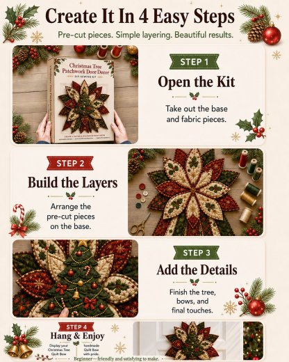 🎄Beginner-Friendly Oversized Christmas Character Quilted Door Hanger Sewing Kit | Complete Kit with All Tools & Step-by-Step Guide Included 💕