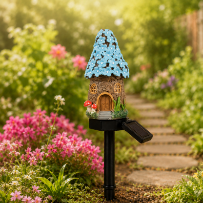 Solar Fairy-Tale Mushroom Cottage Garden Light