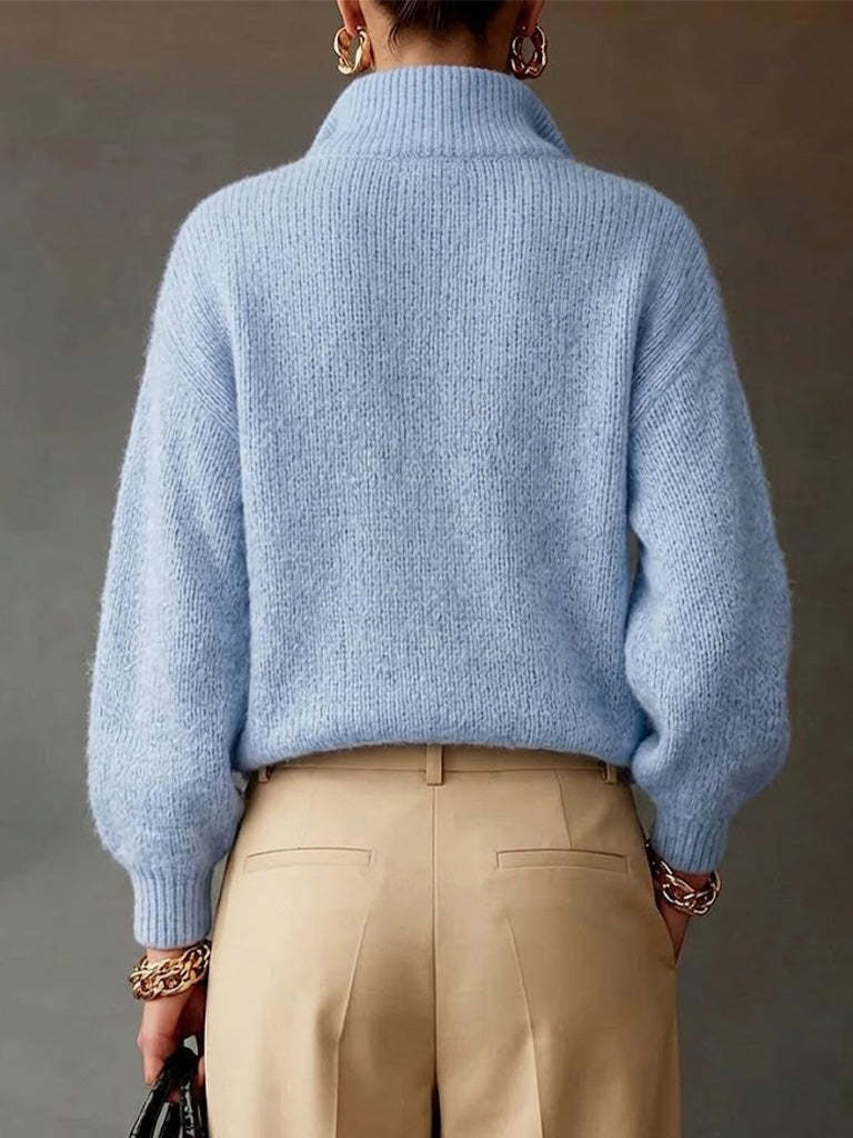 Half Zip Collar Relaxed Knit Sweater