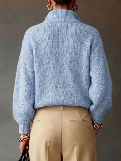 Half Zip Collar Relaxed Knit Sweater