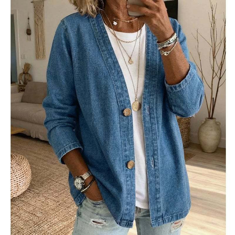 🧥 50% OFF!✨ Classic V-Neck Denim Top 💙