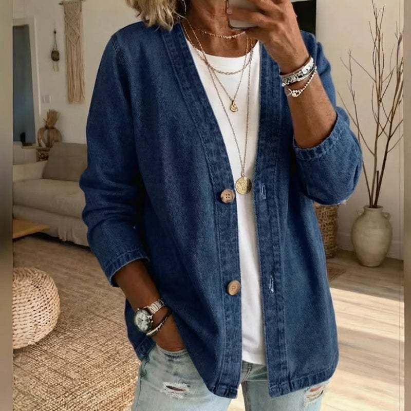 🧥 50% OFF!✨ Classic V-Neck Denim Top 💙